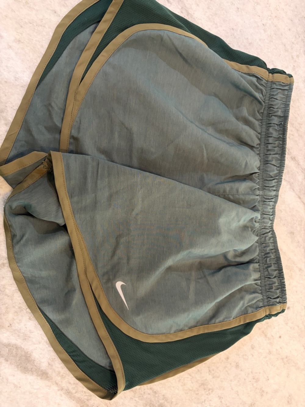 Nike Olive Green and Dark Green Running Shorts